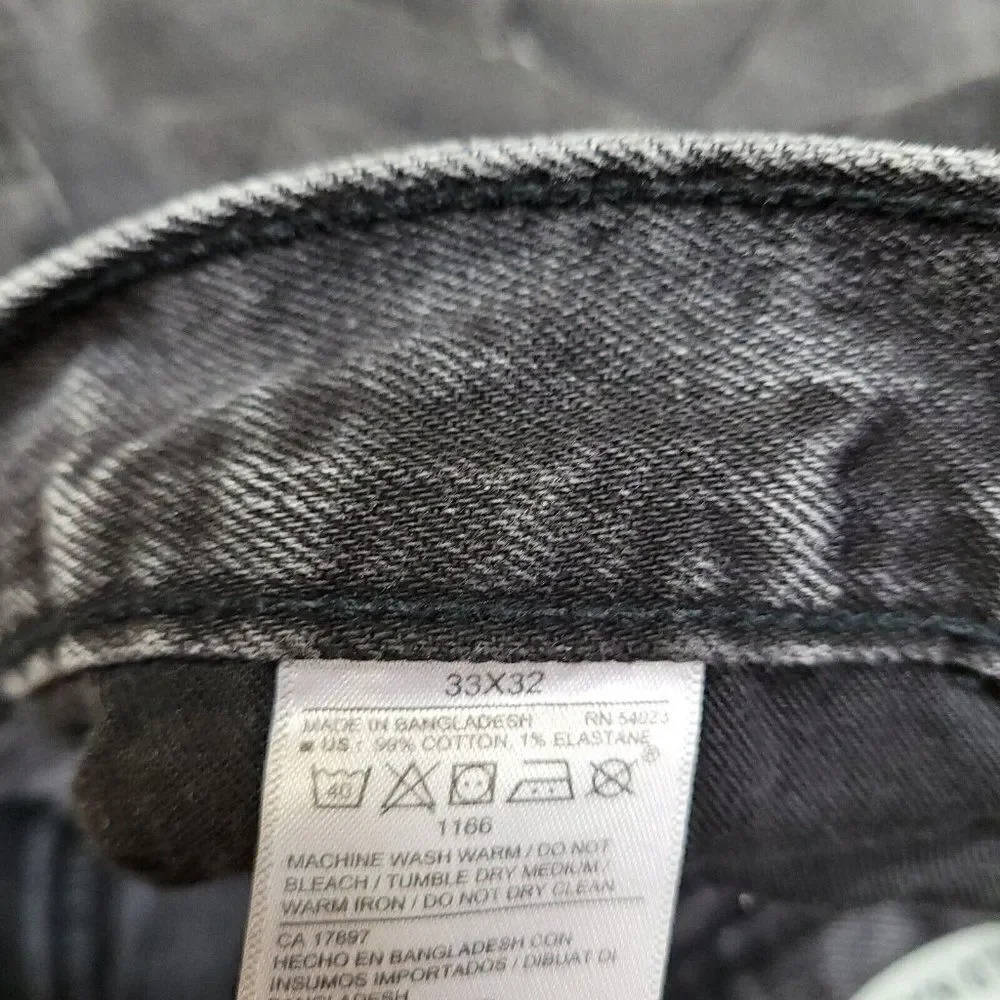 Old Navy Men's 33X32 90's Straight Built-In Flex‎ Tough Jeans Black Charcoal